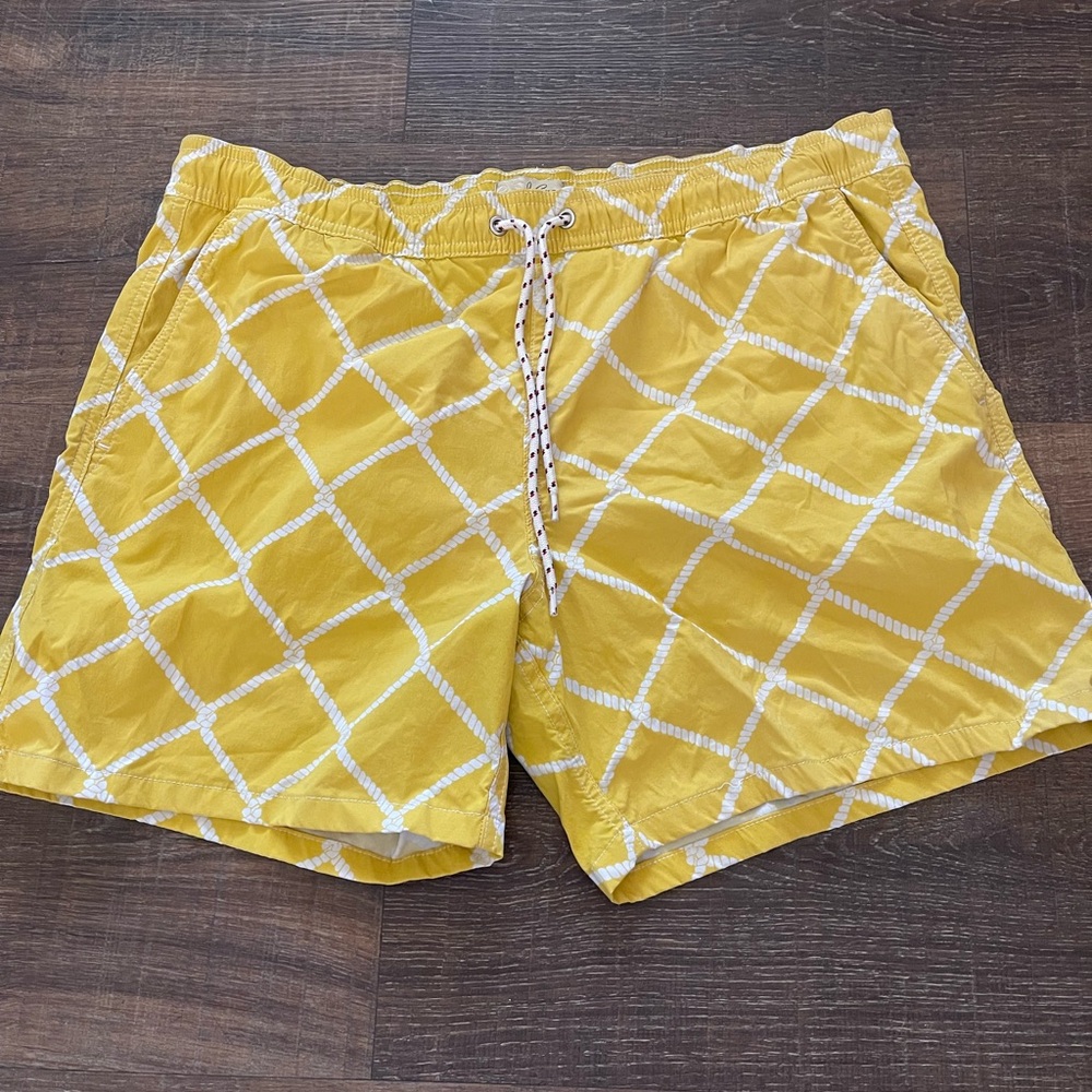 J. Crew Yellow and White Patterned Swim Shorts